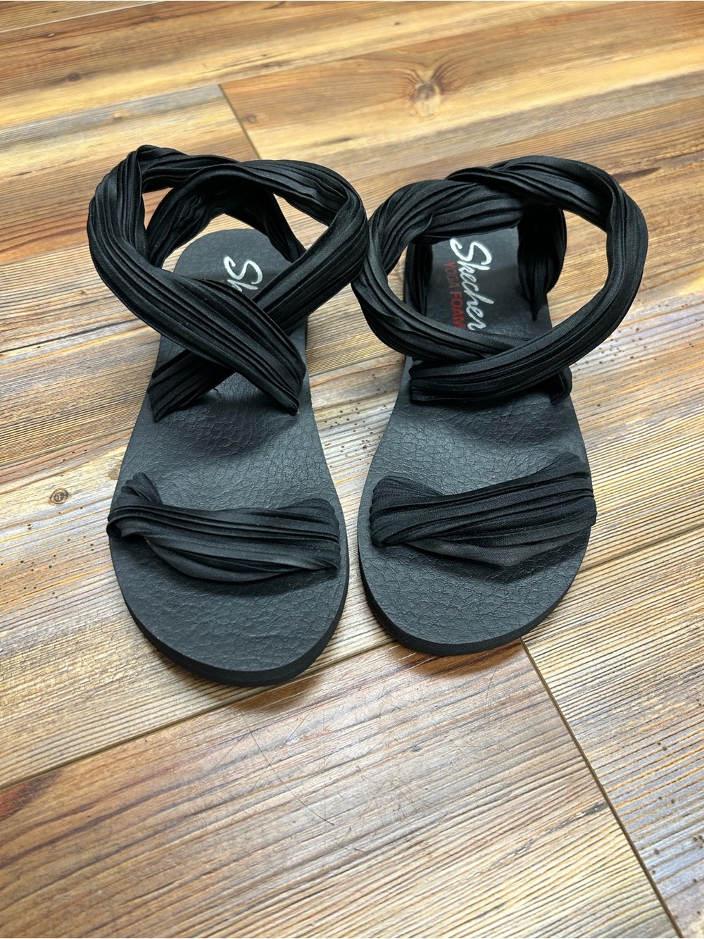 Skechers Black Elastic Wrap Sandals